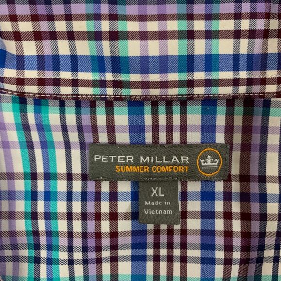 Peter Millar Shirt Mens XL Extra Large Summer Comfort Performance Plaid Nylon - Picture 5 of 13
